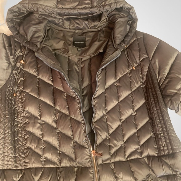 Lane Bryant Metallic Olive Green Puffer Jacket - like new size 18/20 - Picture 9 of 10